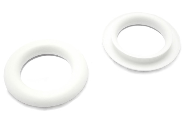 Caurumu gredzeni rokturi, no plastmasas, balti
