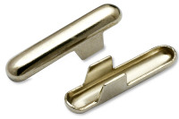 Metāla šķelttapas (T-veida)<BR> gumijas lentiņai/auklai,<BR> atvērums 2,6 mm,<BR> nikilētas