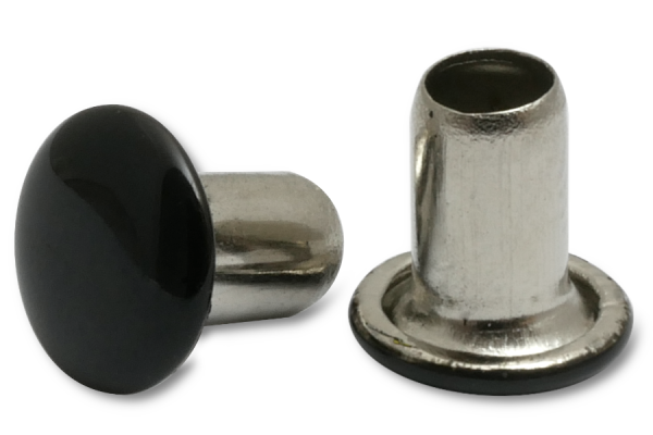 Mašīnkniedes, 3,8 mm Ø kātiņš, 7 mm Ø galviņa, galviņa melnā krāsā