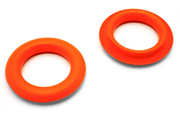 Caurumu gredzeni rokturiem, no plastmasas, oranžā krāsā