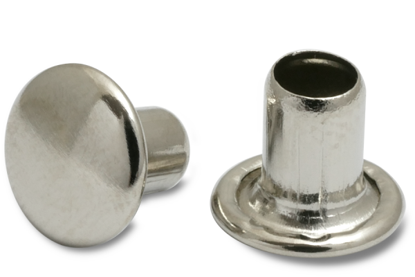 Mašīnkniedes, 4 mm Ø kātiņš, 8 mm Ø galviņa, niķelētas