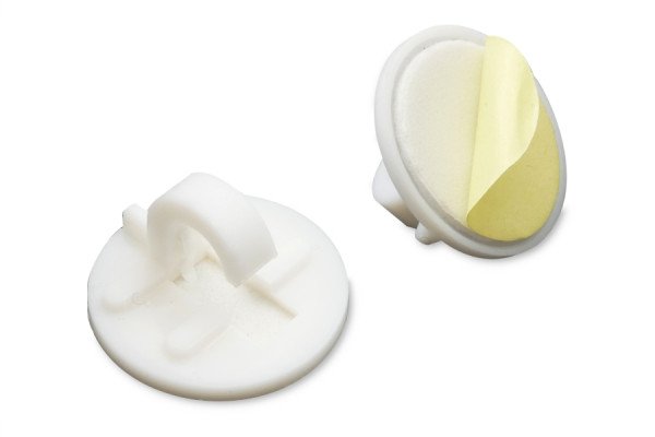 Zīmuļu turētāji / klipsi no plastmasas, pašlīmējoši, 20 mm Ø, balti